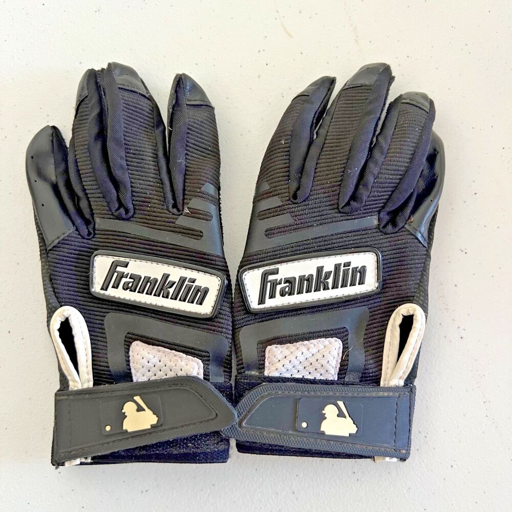 Franklin Youth Small Baseball Softball Batting Gloves Black White MLB Pair